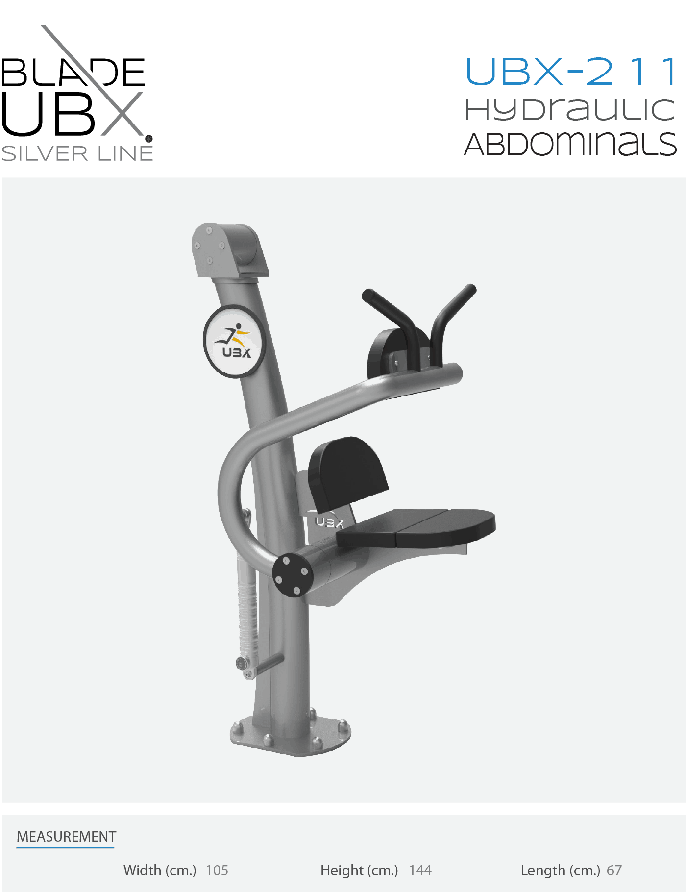 ubx-211 hydraulic abdominals - אורבניקס - מתקן כושר - מאמן שרירי בטן הידראולי