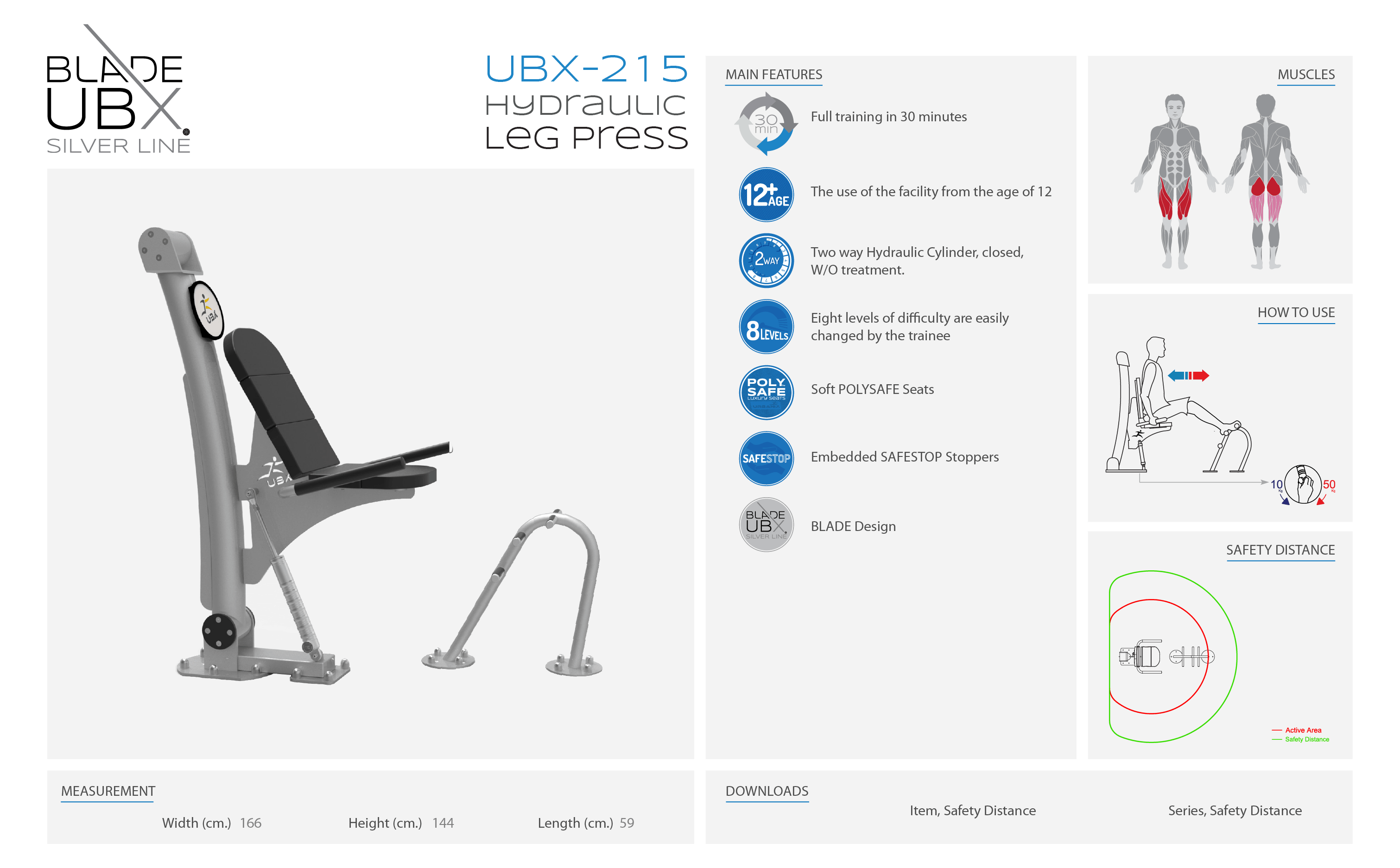 ubx-215 hydraulic leg press -  אורבניקס - מתקן כושר - דחיקת רגליים הידראולי