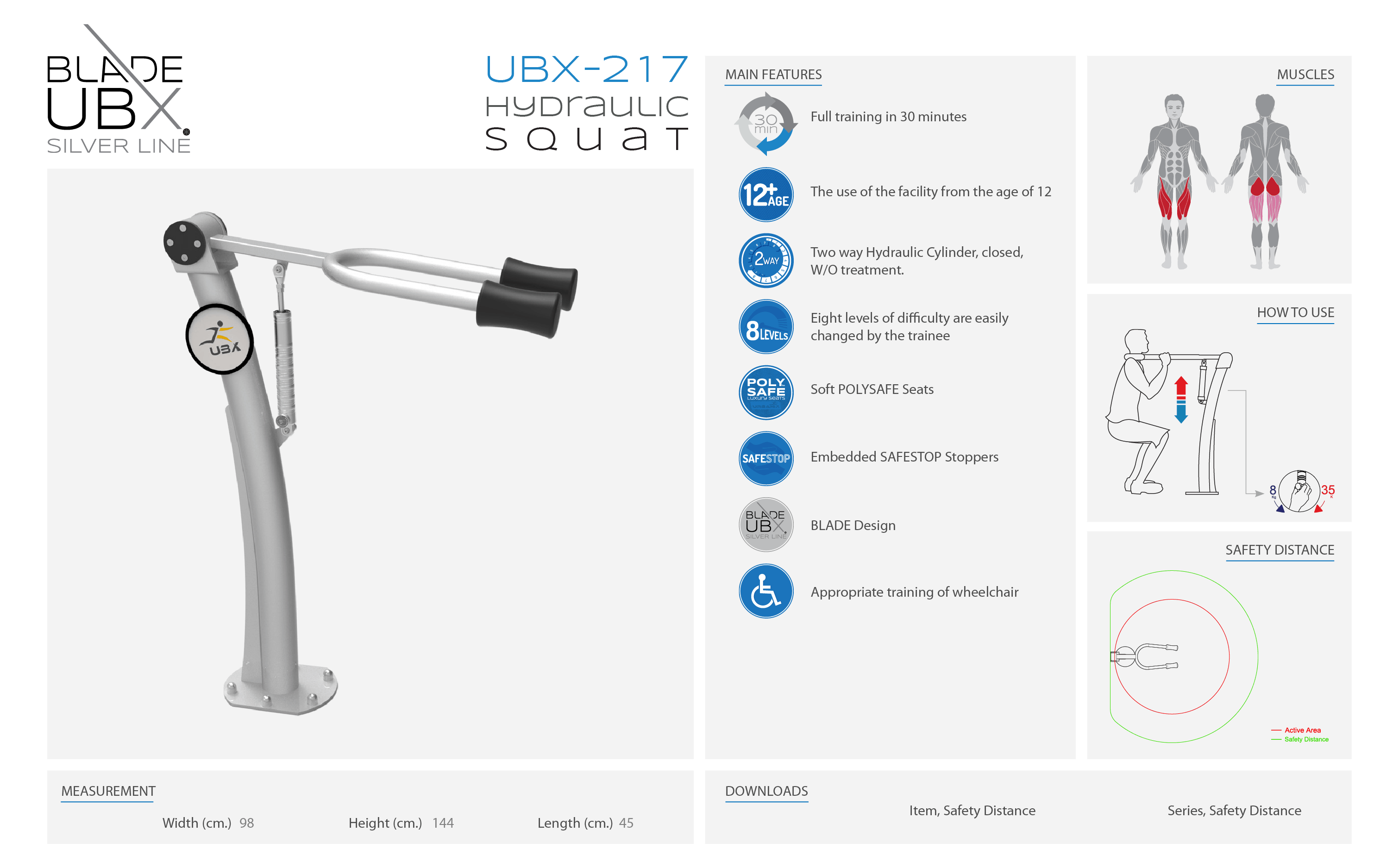 ubx-217 hydraulic squat -  אורבניקס - מתקן כושר - סקוואט