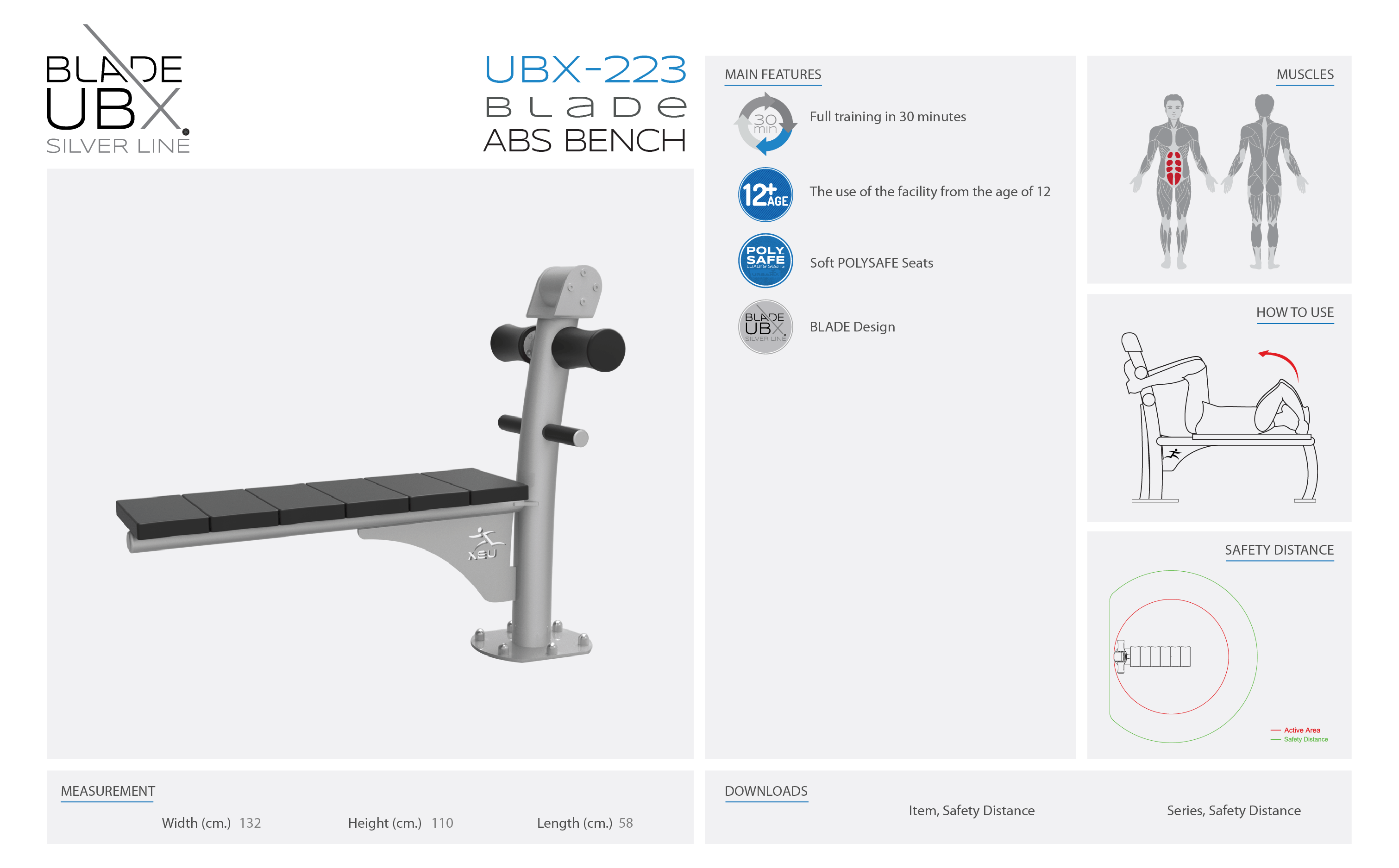 ubx-223 blade abs bench -  אורבניקס - מתקן כושר - ספת עליית בטן