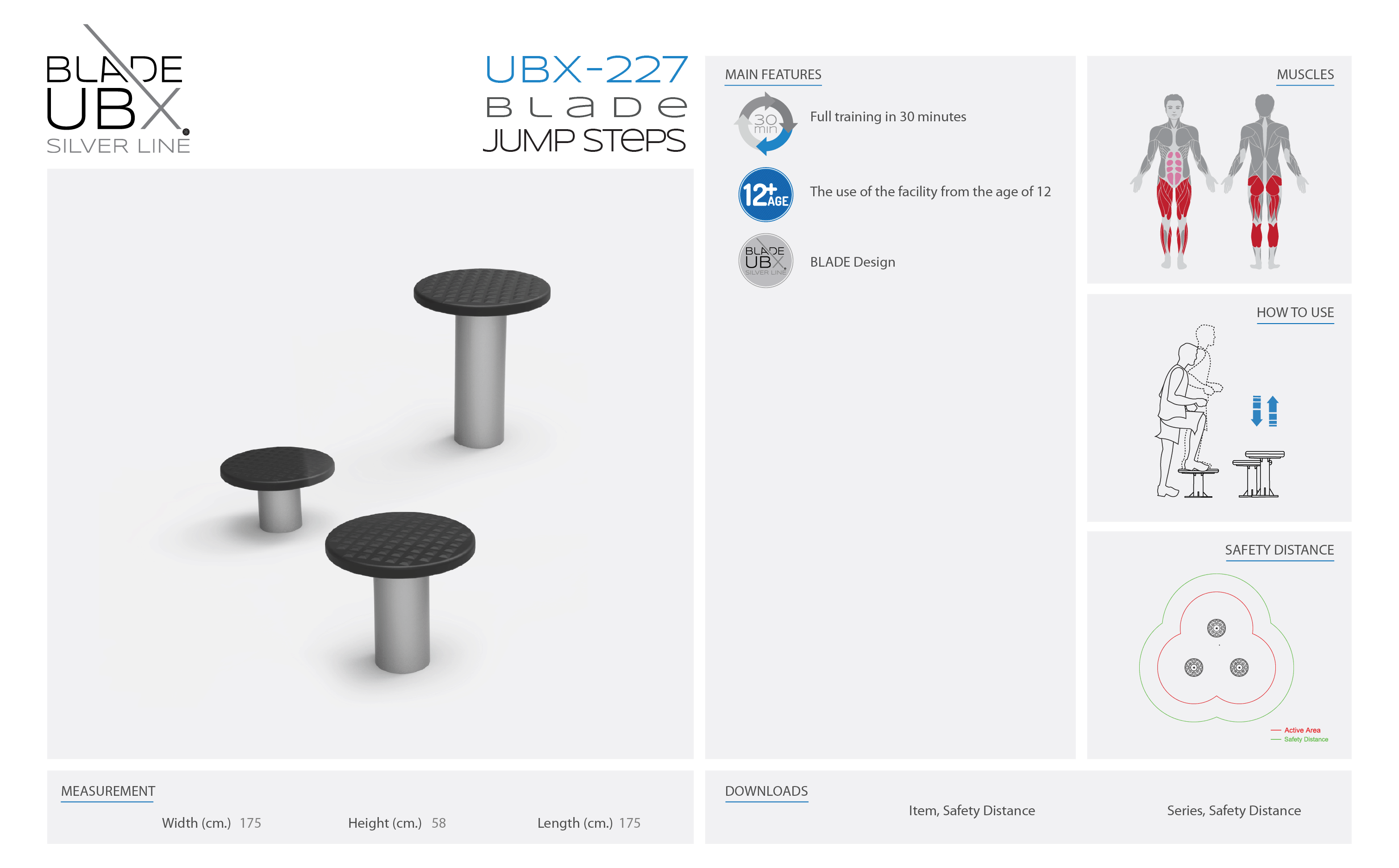 ubx-227 blade jump steps -  אורבניקס - מתקן כושר - מדרגות קפיצה