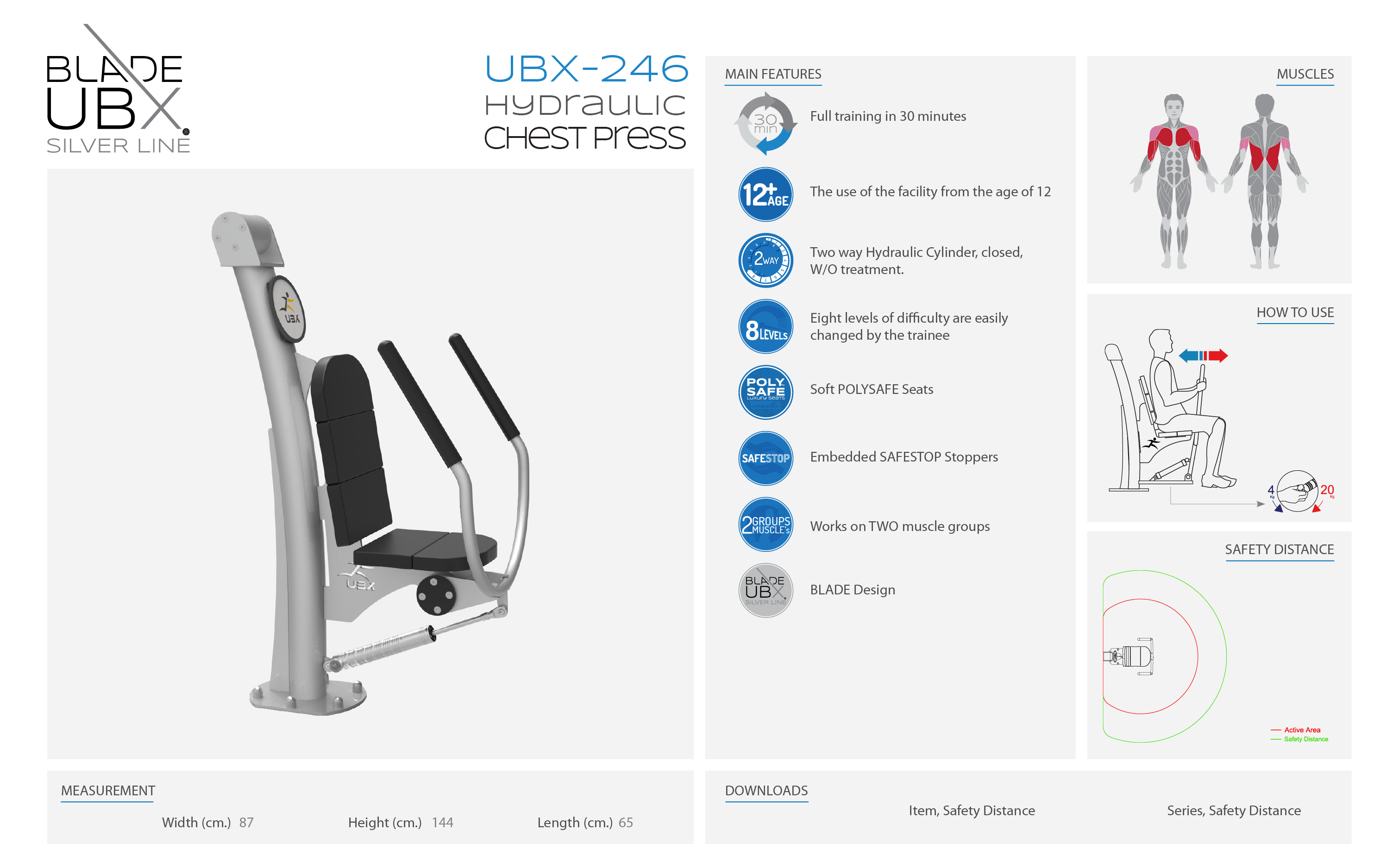 ubx-246 hydraulic chest press - אורבניקס - מתקן כושר - מאמן חתירה הידראולי