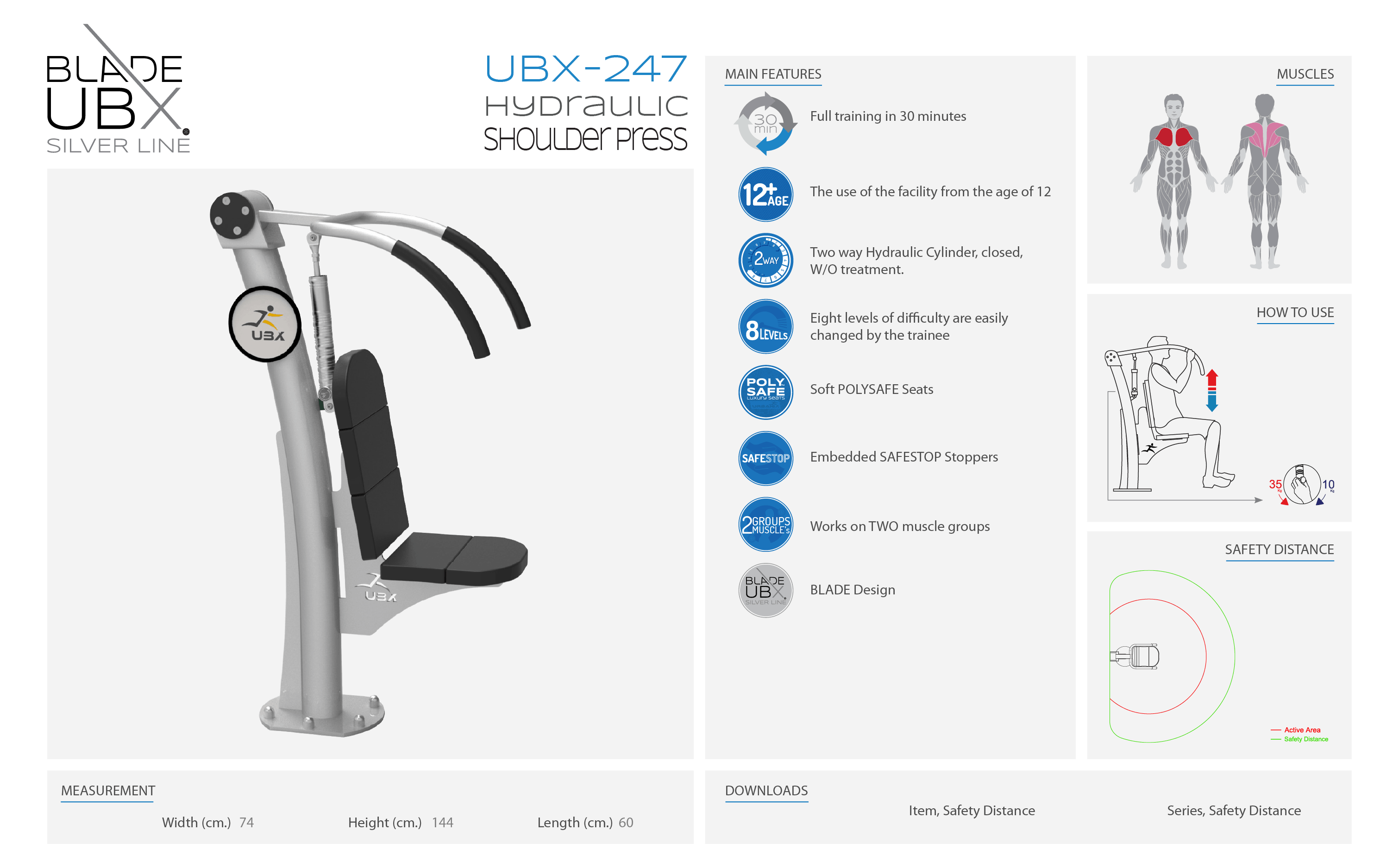 ubx-247 hydraulic shoulder press - אורבניקס - מתקן כושר - מאמן כתף