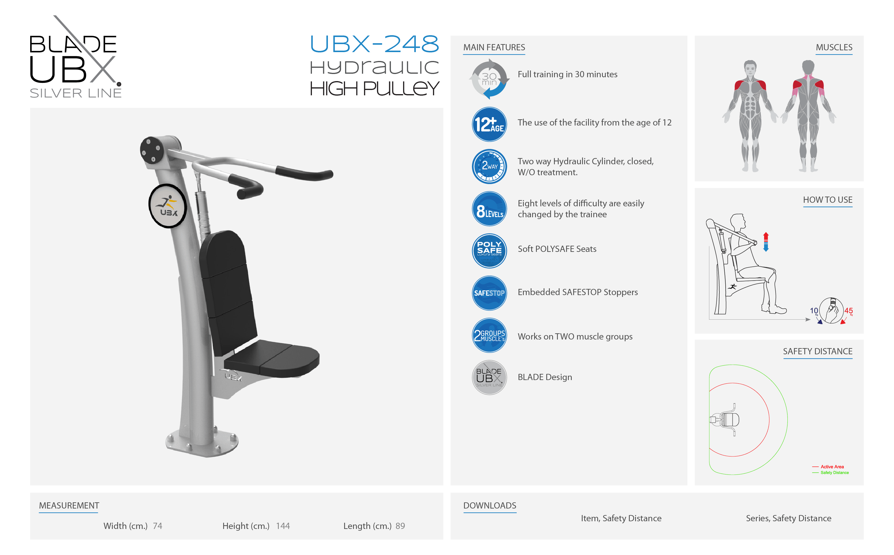 ubx-248 hydraulic high pulley - אורבניקס - מתקן כושר -  הרקולס משיכה פולי עליון הידראולי