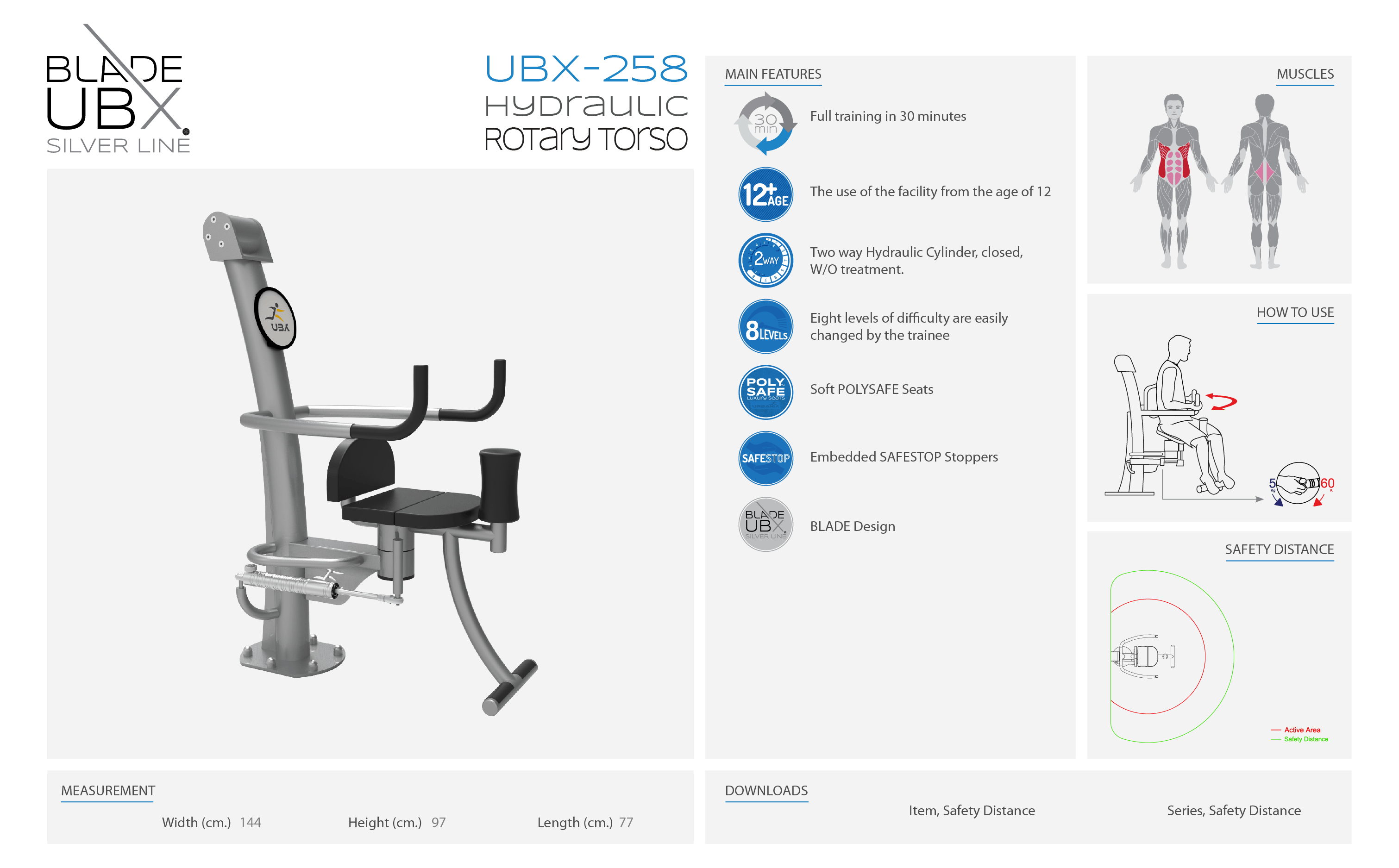 ubx-258 hydraulic rotary torso - אורבניקס - מתקן כושר - מאמן חתירה