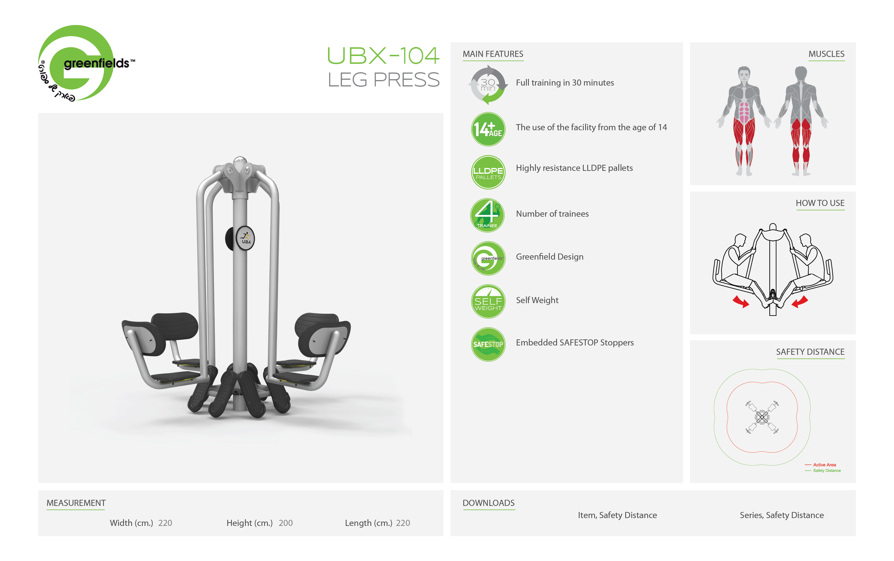 ubx-104 leg press - אורבניקס - מתקן כושר - מולטיטריינר לדחיקת רגליים