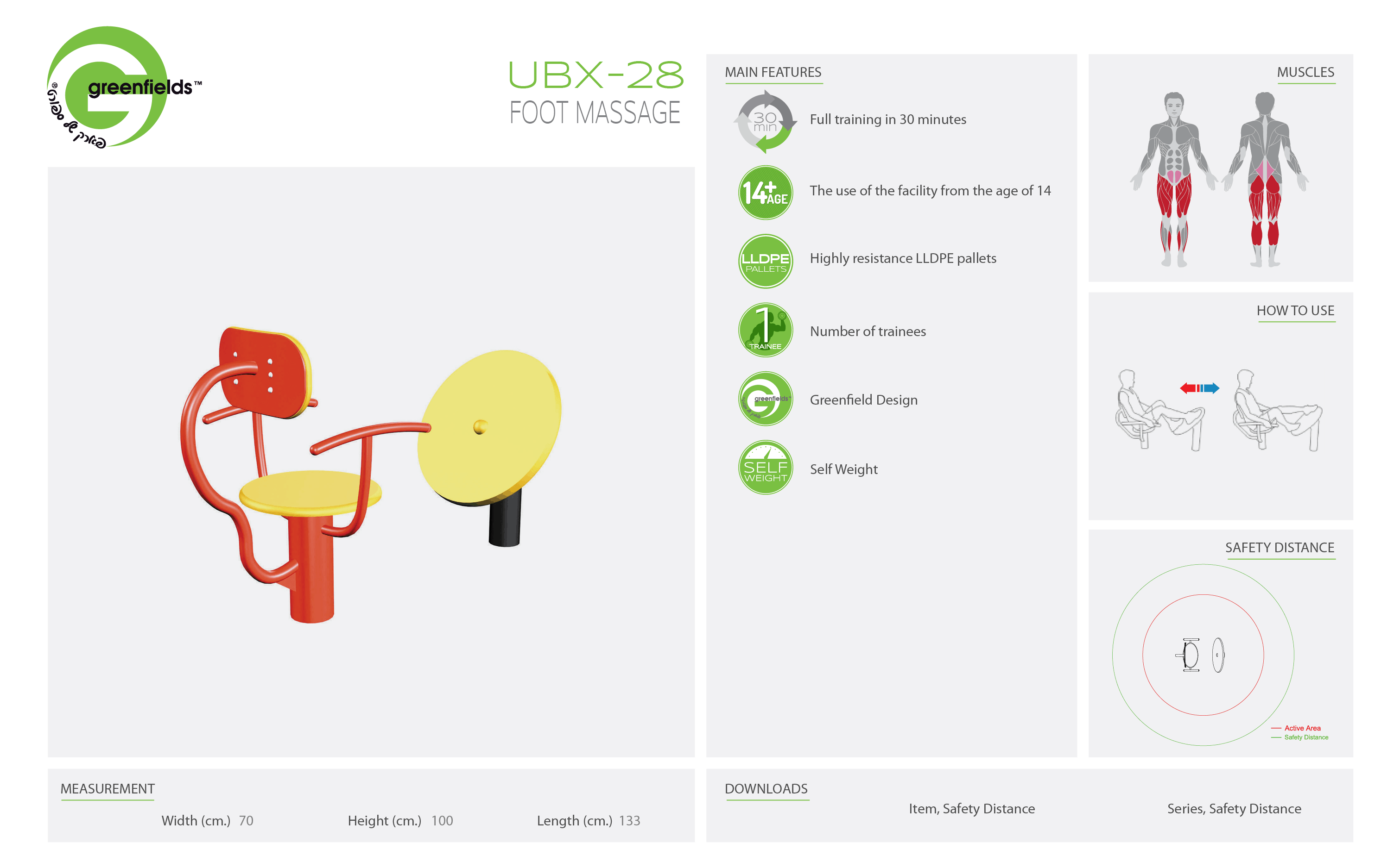 ubx-28 foot massage - אורבניקס - מתקן כושר - מתקן אימון לעקב וכף הרגל